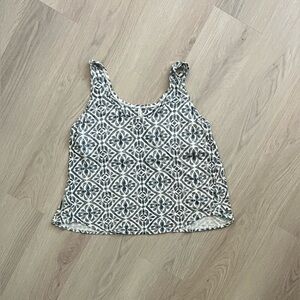 Soma Blue and White Geometric Tank Top